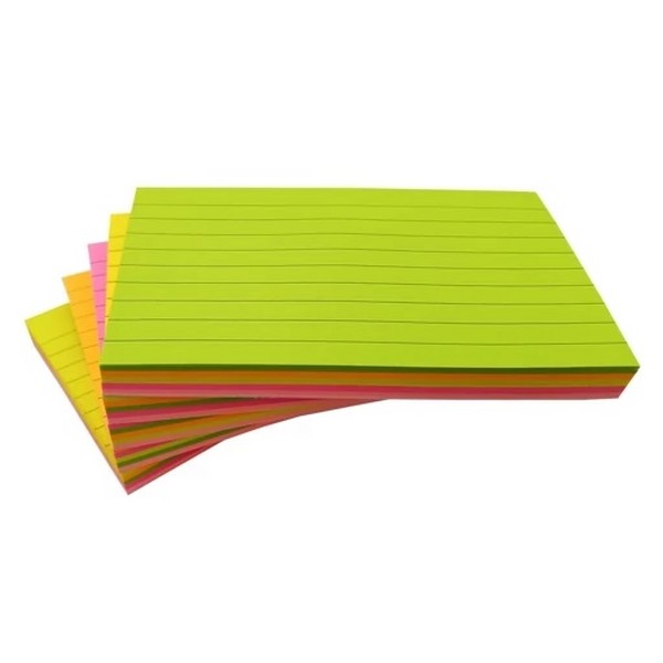 پست ایت (استیک نت) خط دار بسته 5 رنگ نئون 127×76 میلی متر100 برگ (3×5 اینچ) ژینگ لی