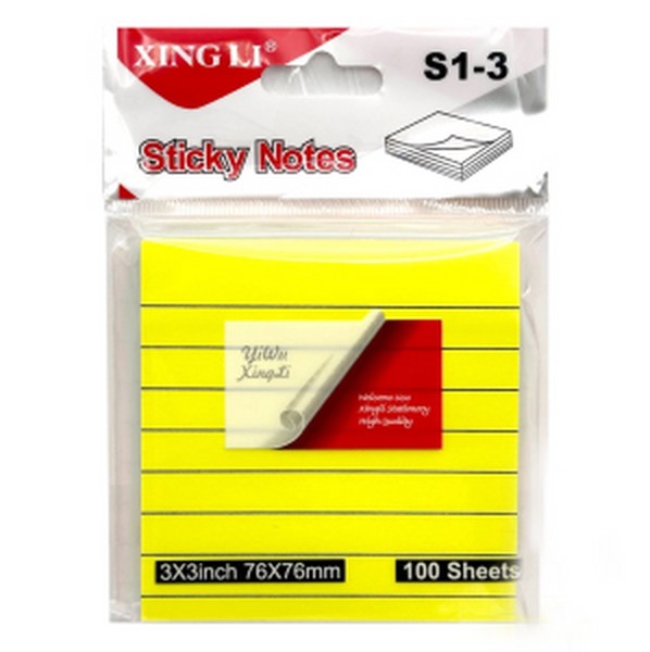 پست ایت (استیک نت) خط دار بسته 5 رنگ نئون 7.5×7.5 سانت 100 برگ (3×3 اینچ) ژینگ لی